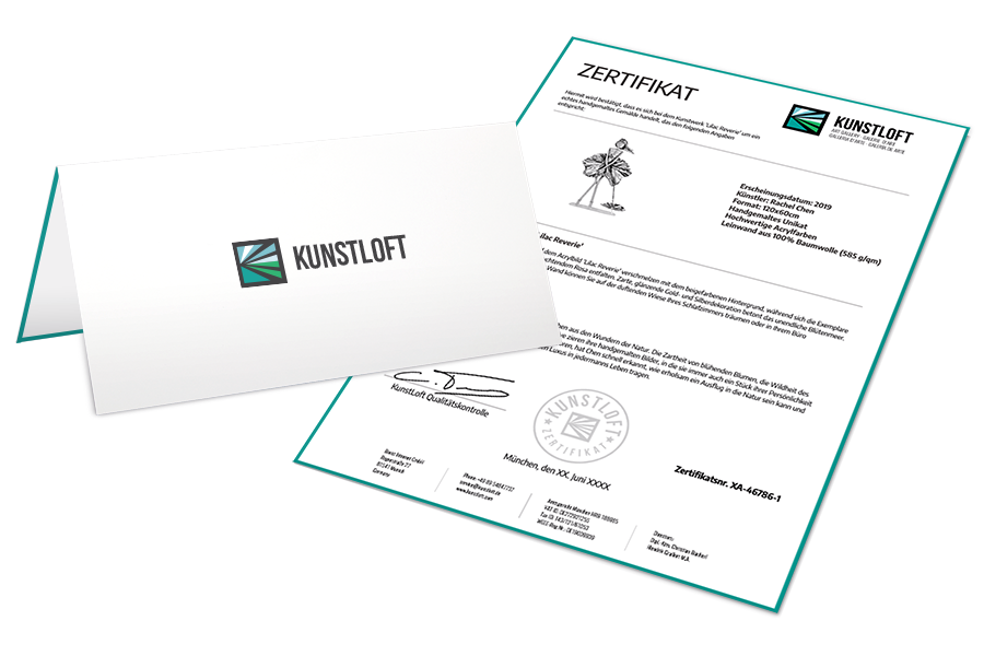 Inklusive hochwertigem XXL Gemälde Zertifikat